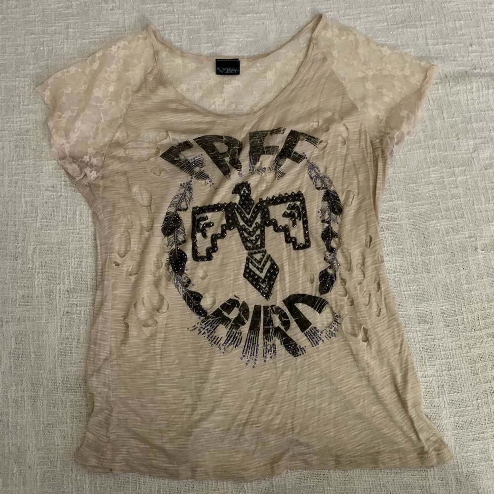 Graphic laced T-shirt